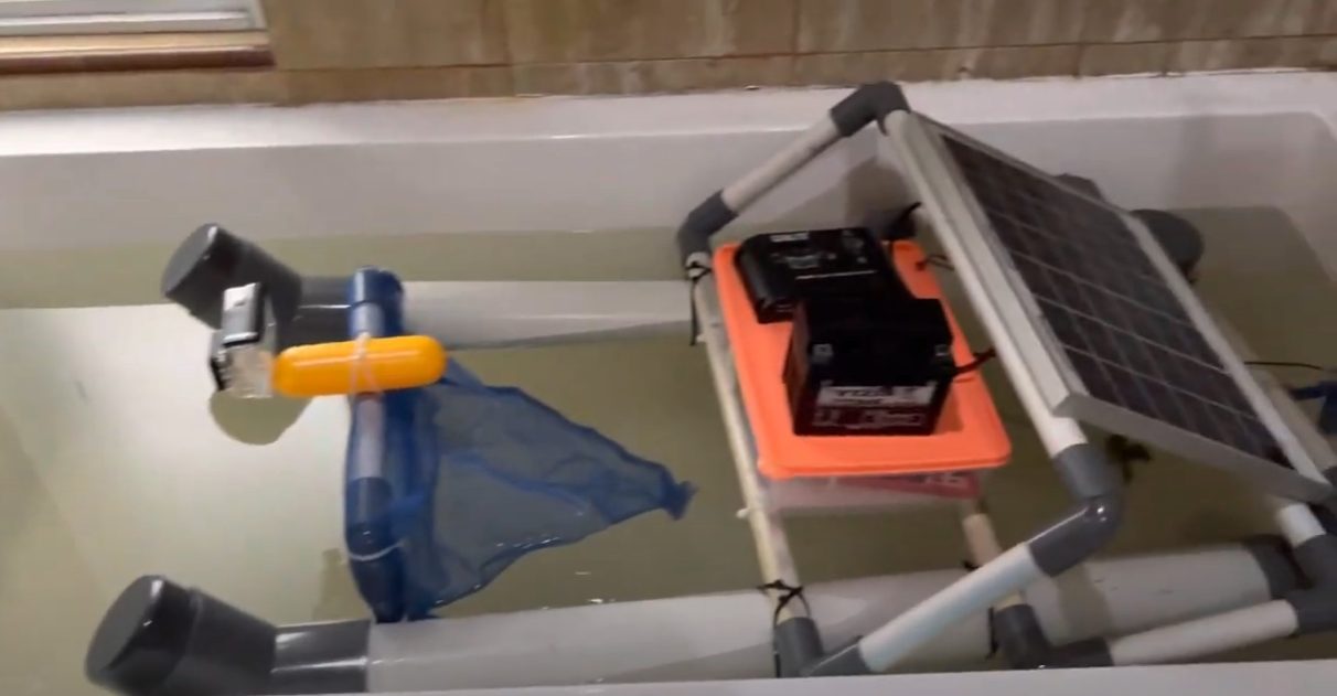 SPAT boat during buoyancy testing on a lake