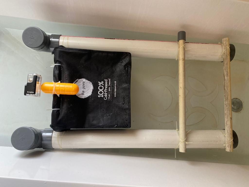 Early SPAT prototype floating in a bathtub